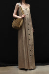 Mutedance 24 Spring/Summer Printed Flowing Long Dress MD-MD24SS30-K khaki PM141